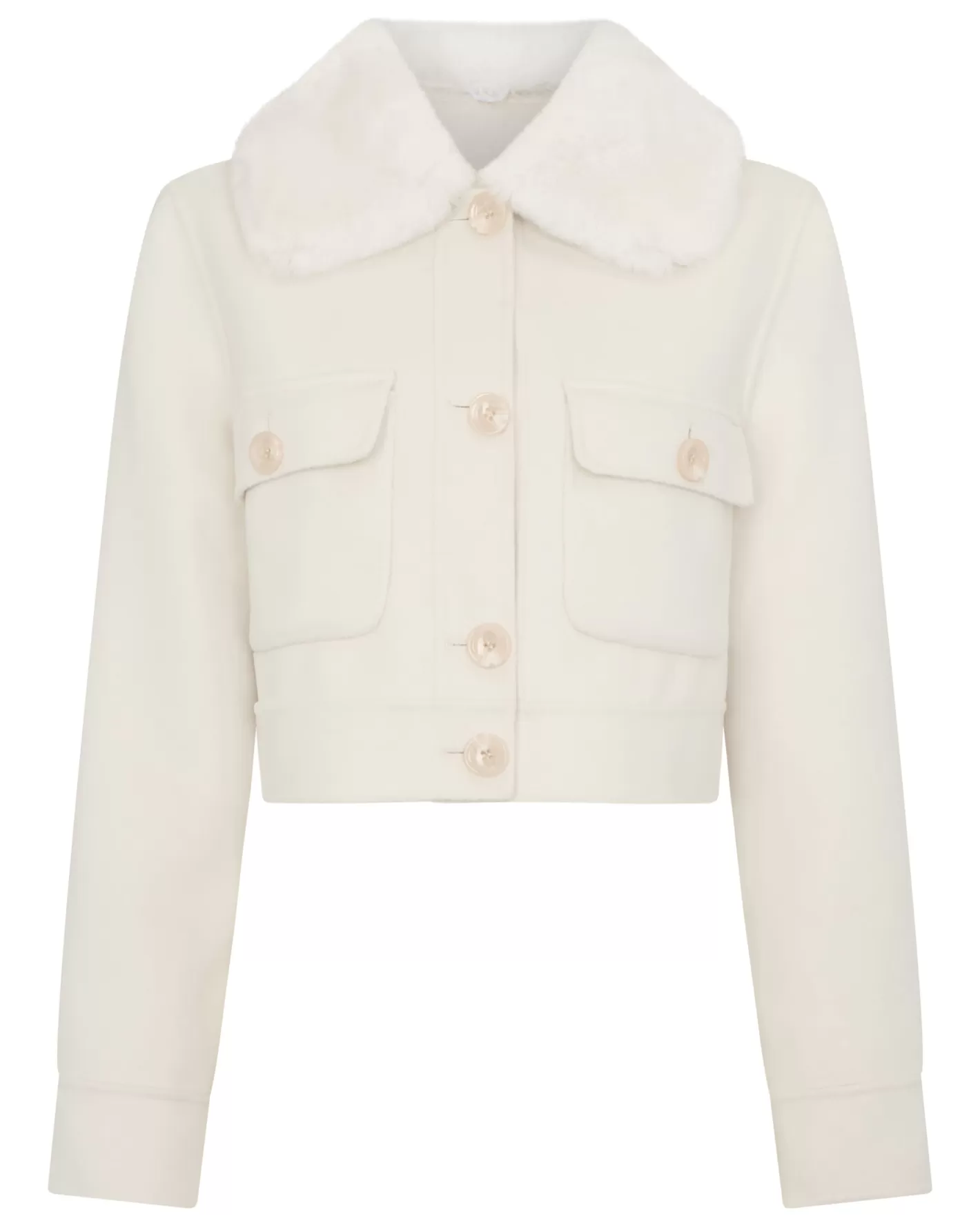 N.Peal Women's Rosie Rex Collared Jacket*Women White | Natural