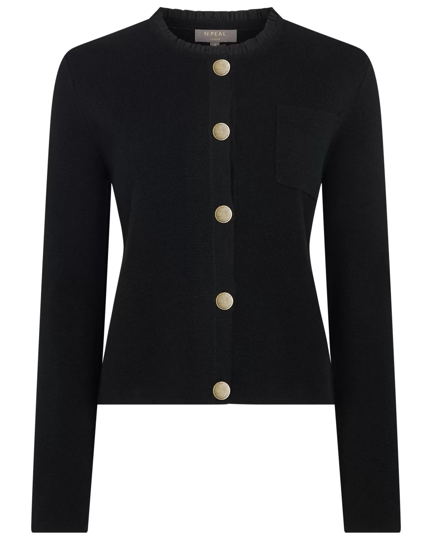 N.Peal Women's Ruffle Collar Cashmere Jacket*Women Black | Organic Cashmere