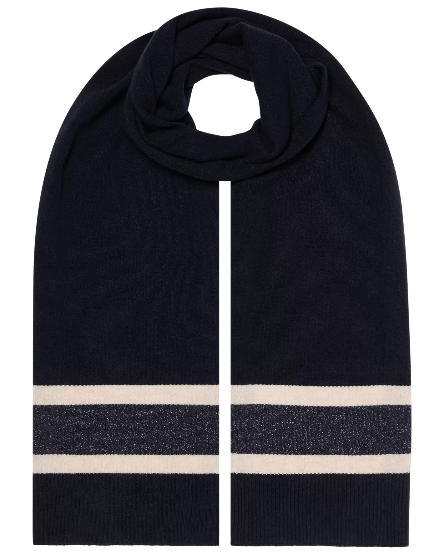 N.Peal Women's Stripe Jersey Cashmere Scarf*Women Cashmere Scarves | Organic Cashmere