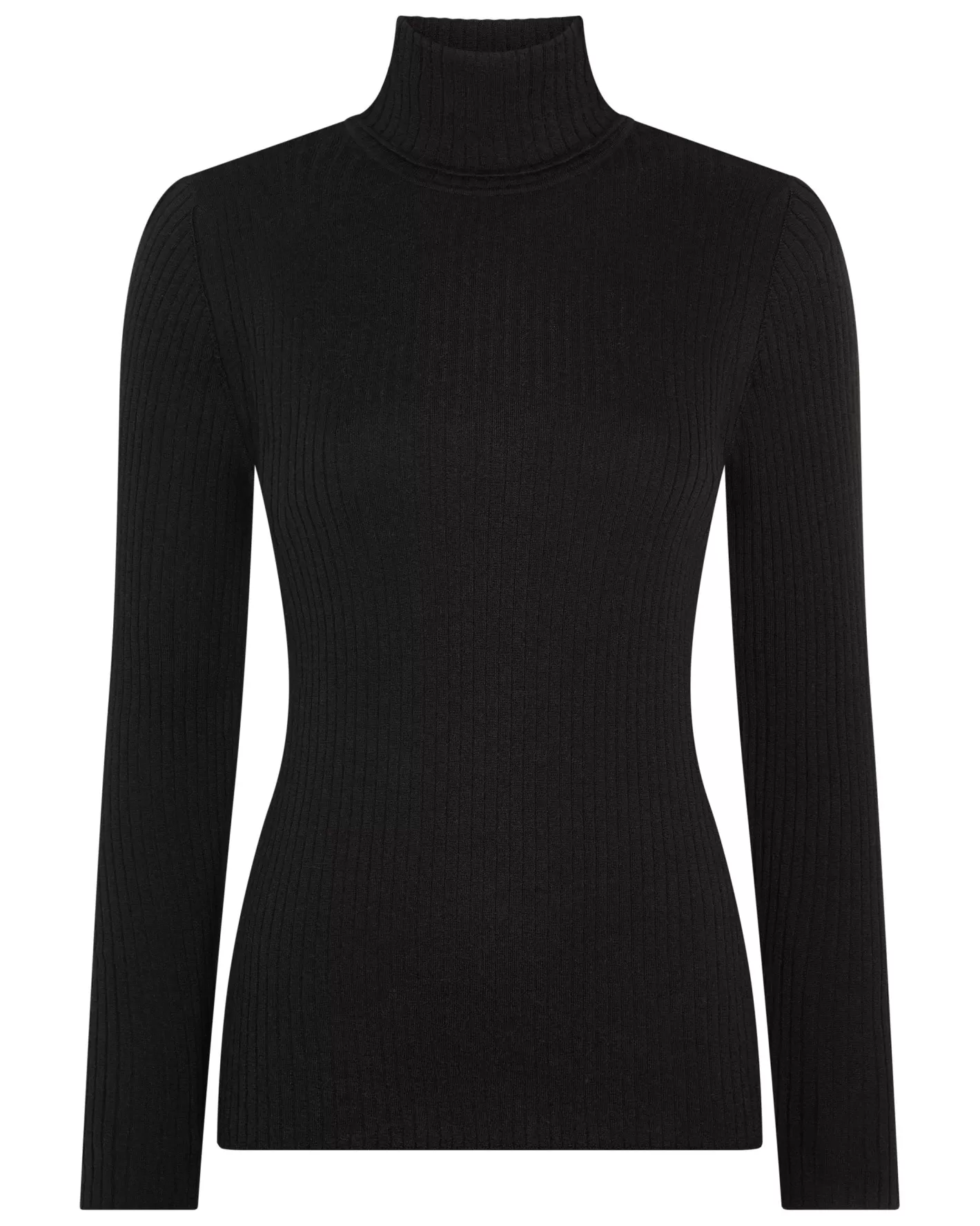 N.Peal Women's Superfine Cashmere Ribbed Turtle Neck Sweater*Women Black | Ribbed Cashmere