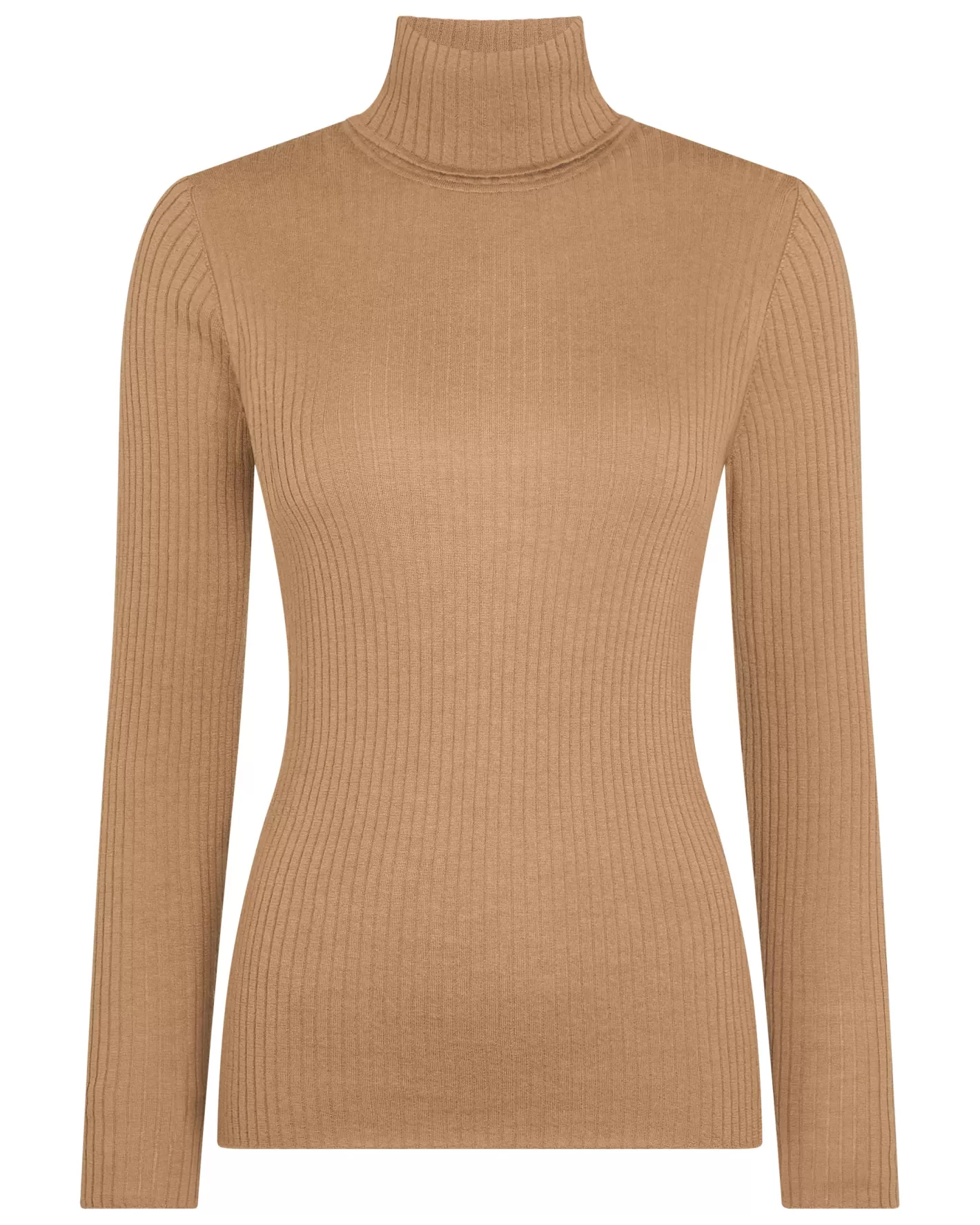 N.Peal Women's Superfine Cashmere Ribbed Turtle Neck Sweater*Women Brown | Ribbed Cashmere